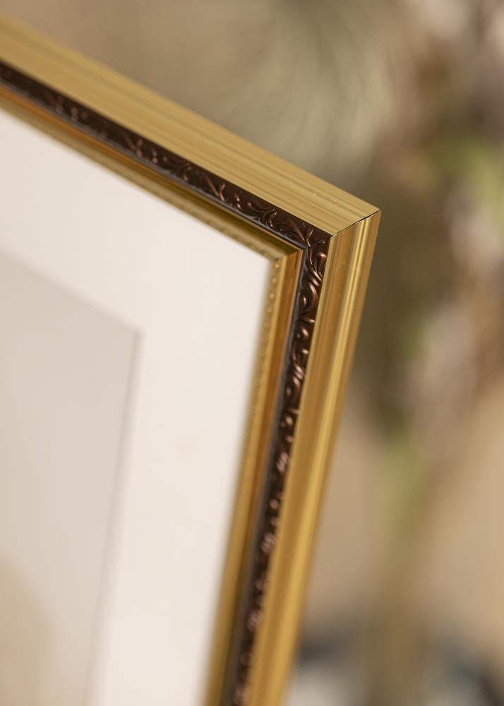 Ramme Abisko Guld 70x100 cm - Passepartout Hvid 61x91,5 cm
