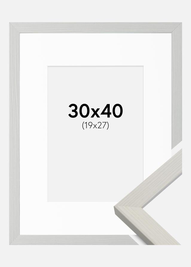 Ramme Fiorito Hvid 30x40 cm - Passepartout Hvid 20x28 cm