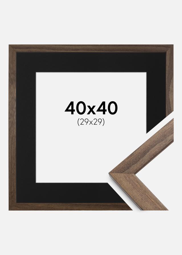 Ramme Stilren Valnød 40x40 cm - Passepartout Sort 30x30 cm