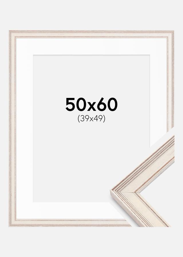 Ramme Shabby Chic Hvid 50x60 cm - Passepartout Hvid 40x50 cm