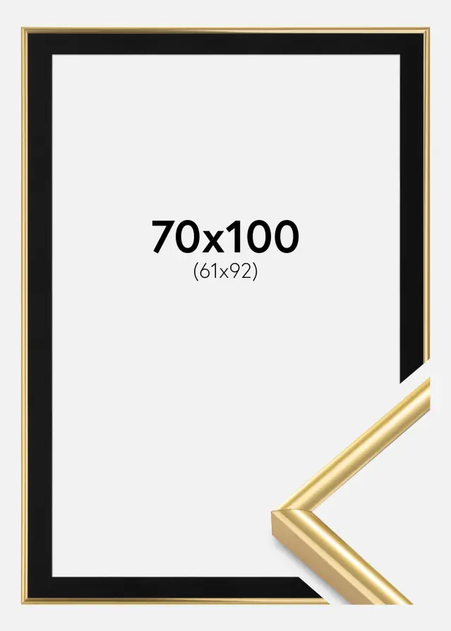 Ramme Victoria Guld 70x100 cm - Passepartout Sort 62x93 cm