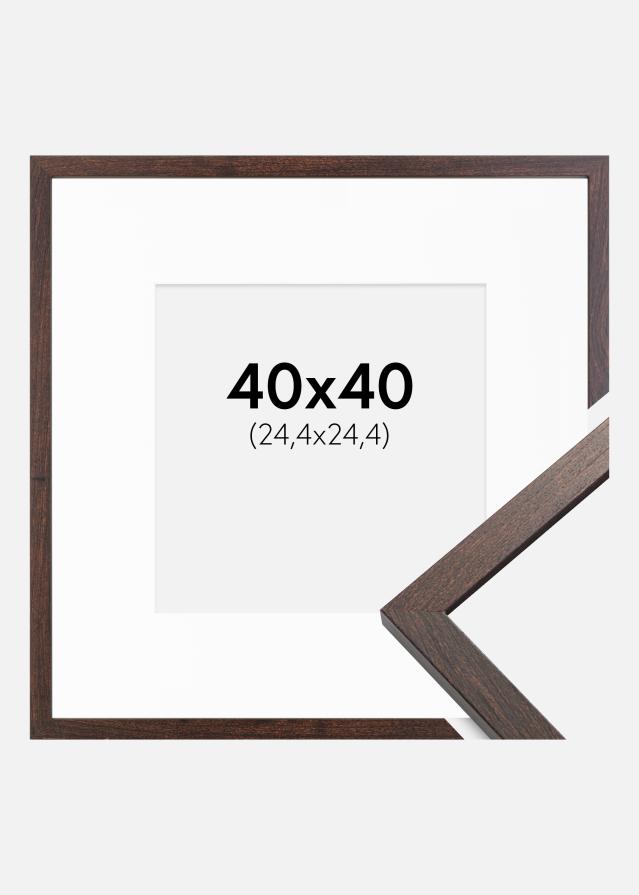 Ramme Trendy Valnød 40x40 cm - Passepartout Hvid 10x10 inches