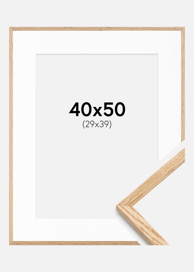 Ramme Tynd Eg 40x50 cm - Passepartout Hvid 30x40 cm
