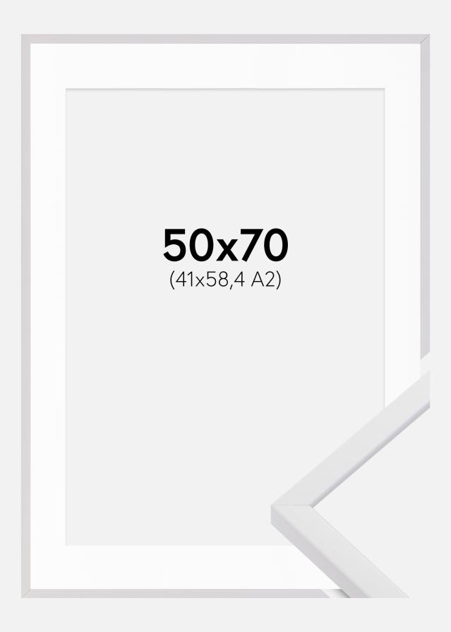 Ramme E-Line Hvid 50x70 cm - Passepartout Hvid 42x59,4 cm (A2)
