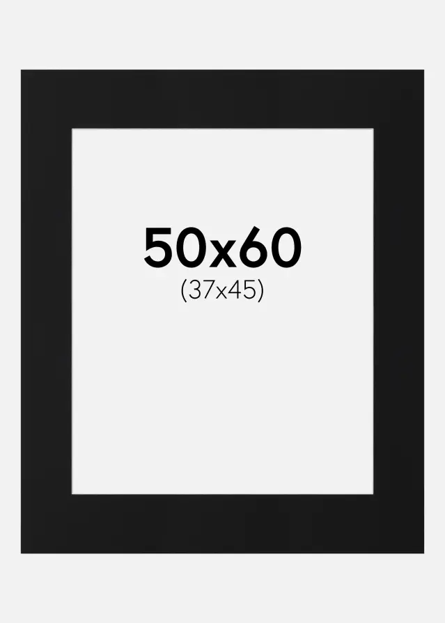 Passepartout Sort Standard (Hvid kerne) 50x60 cm (37x45)