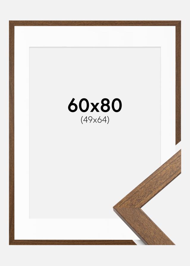 Ramme Stilren Warm Brown 60x80 cm - Passepartout Hvid 50x65 cm