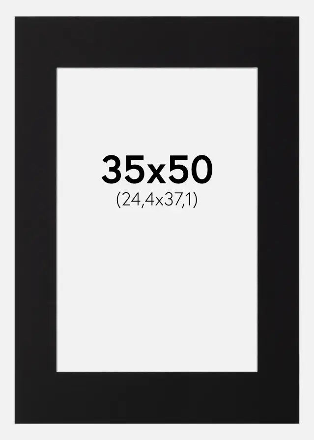 Passepartout Sort Standard (Hvid Kerne) 35x50 cm (24,4x37,1)