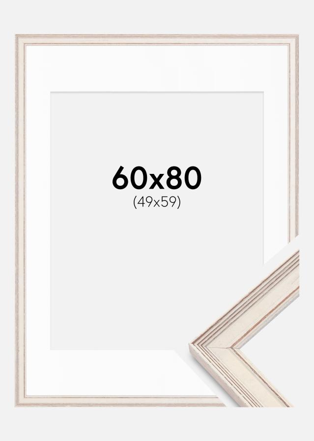 Ramme Shabby Chic Hvid 60x80 cm - Passepartout Hvid 50x60 cm