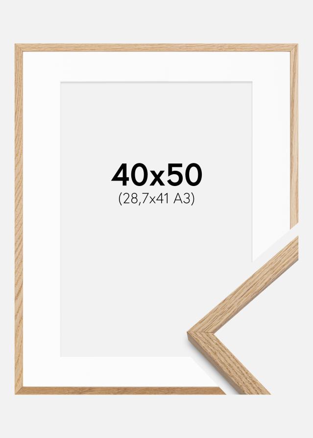 Ramme Oslo Eg 40x50 cm - Passepartout Hvid 29,7x42 cm (A3)