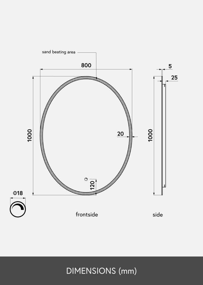 KAILA Spejl Oval LED 80x100 cm