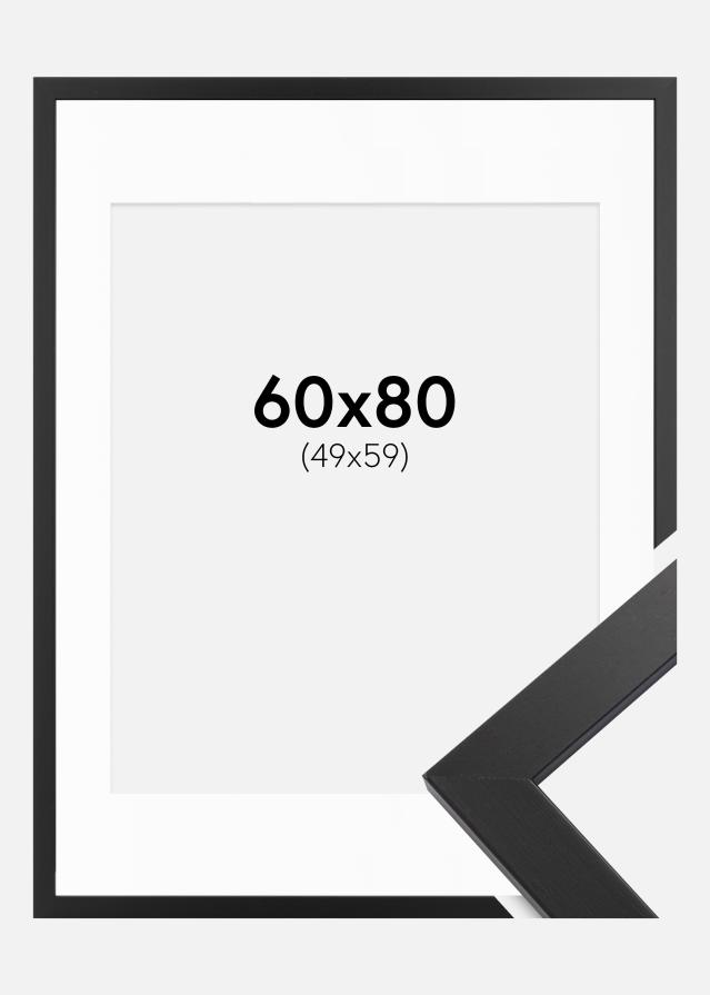 Ramme Black Wood 60x80 cm - Passepartout Hvid 50x60 cm