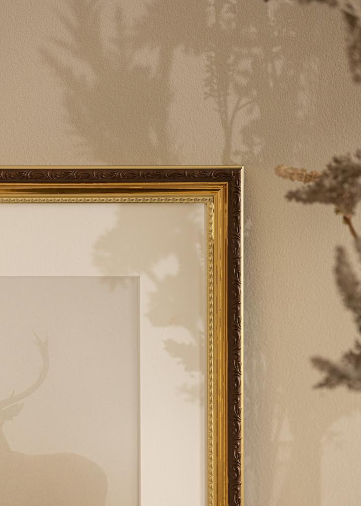 Ramme Abisko Guld 70x100 cm - Passepartout Hvid 61x91,5 cm