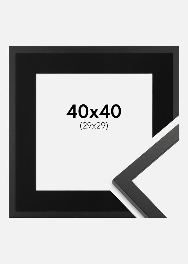 Ramme Trendy Sort 40x40 cm - Passepartout Sort 30x30 cm