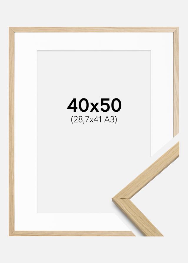 Ramme Edsbyn Eg 40x50 cm - Passepartout Hvid 29,7x42 cm (A3)