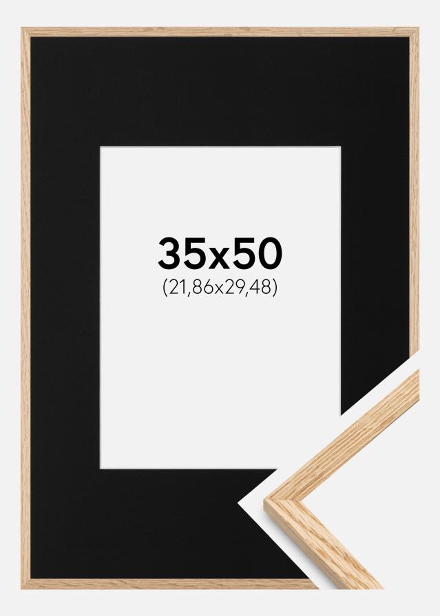 Ramme Tynd Eg 35x50 cm - Passepartout Sort 9x12 inches