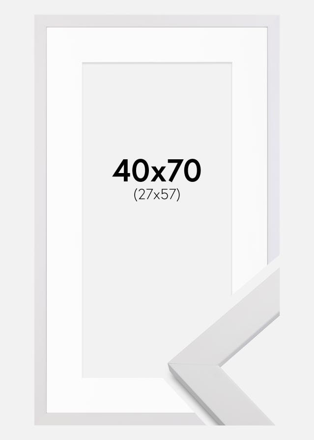 Ramme White Wood 40x70 cm - Passepartout Hvid 28x58 cm