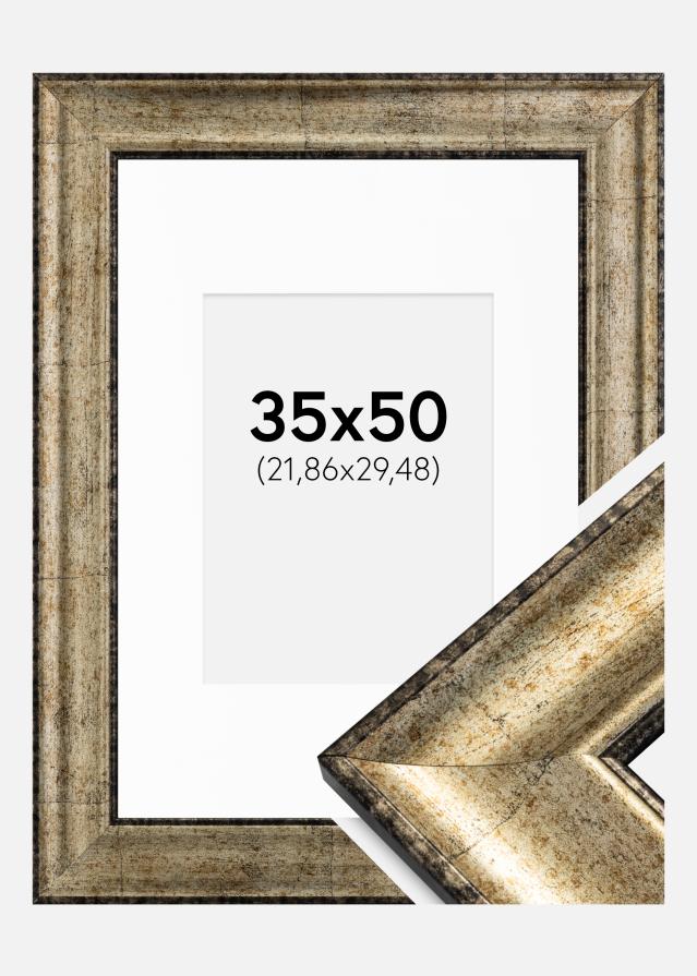 Ramme Saltsjöbaden Antikguld 35x50 cm - Passepartout Hvid 9x12 inches