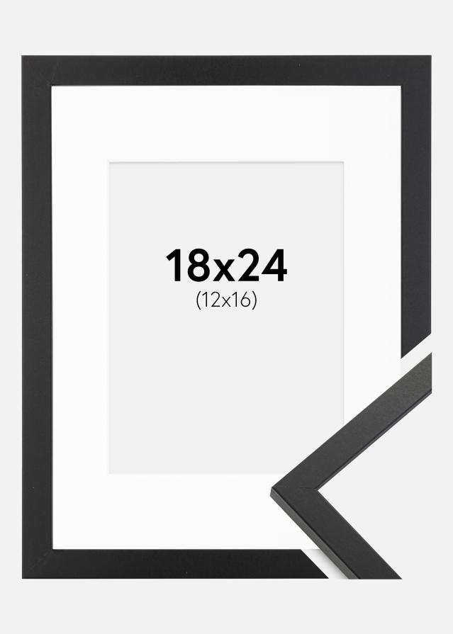 Ramme Trendy Sort 18x24 cm - Passepartout Hvid 13x17 cm