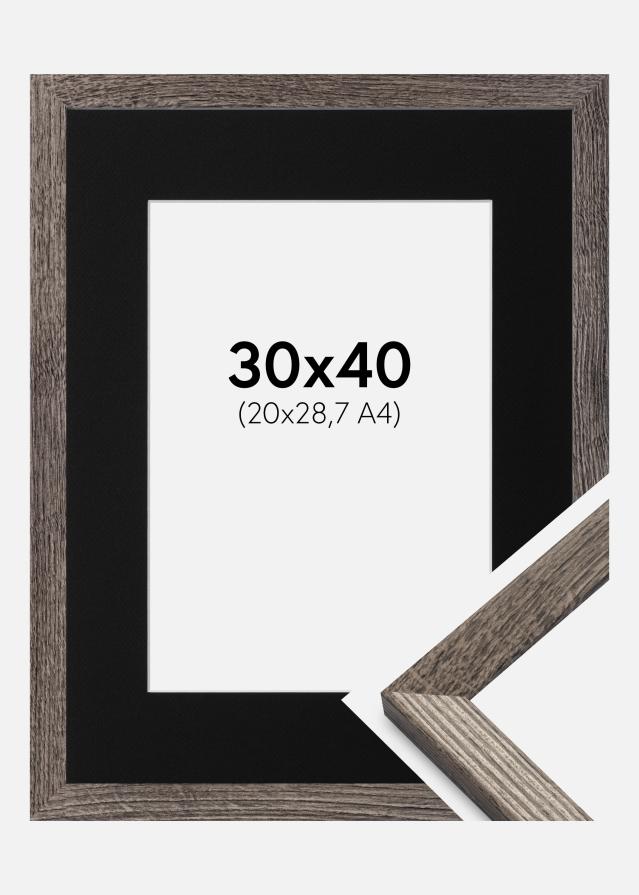 Ramme Fiorito Valnød 30x40 cm - Passepartout Sort 21x29,7 cm (A4)