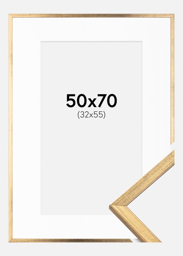 Ramme Galant Guld 50x70 cm - Passepartout Hvid 33x56 cm
