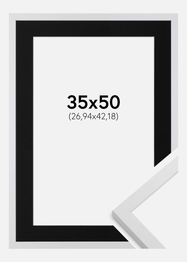 Ramme Trendy Hvid 35x50 cm - Passepartout Sort 11x17 inches