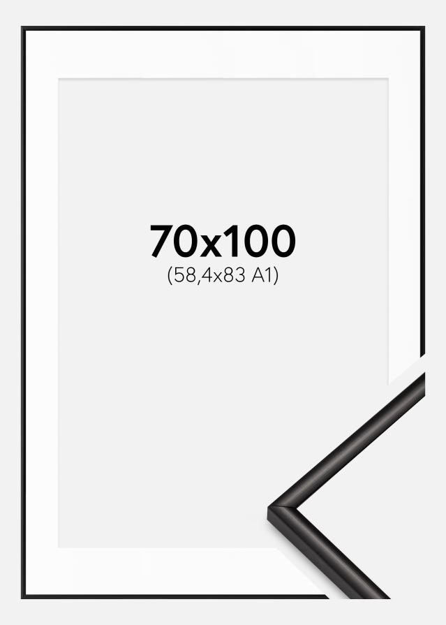 Ramme Scandi Matt Sort 70x100 cm - Passepartout Hvid 59,4x84 cm (A1)
