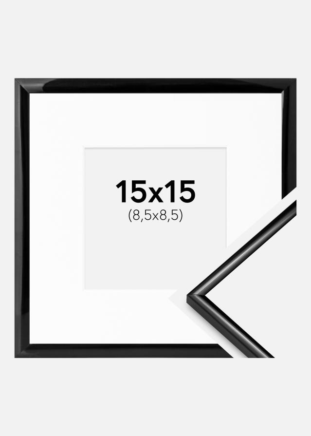 Ramme Scandi Sort 15x15 cm - Passepartout Hvid 9x9 cm