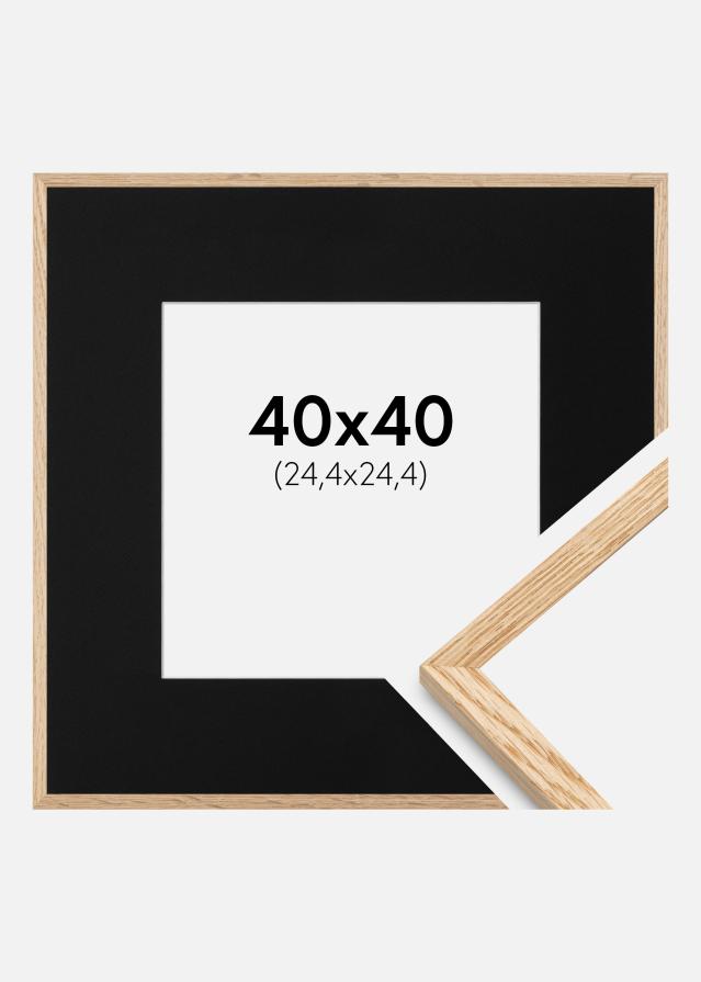 Ramme Tynd Eg 40x40 cm - Passepartout Sort 10x10 inches