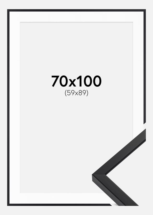 Ramme E-Line Sort 70x100 cm - Passepartout Hvid 60x90 cm
