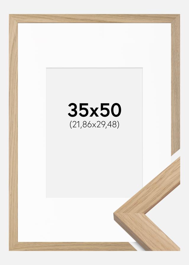 Ramme Oak Wood 35x50 cm - Passepartout Hvid 9x12 inches