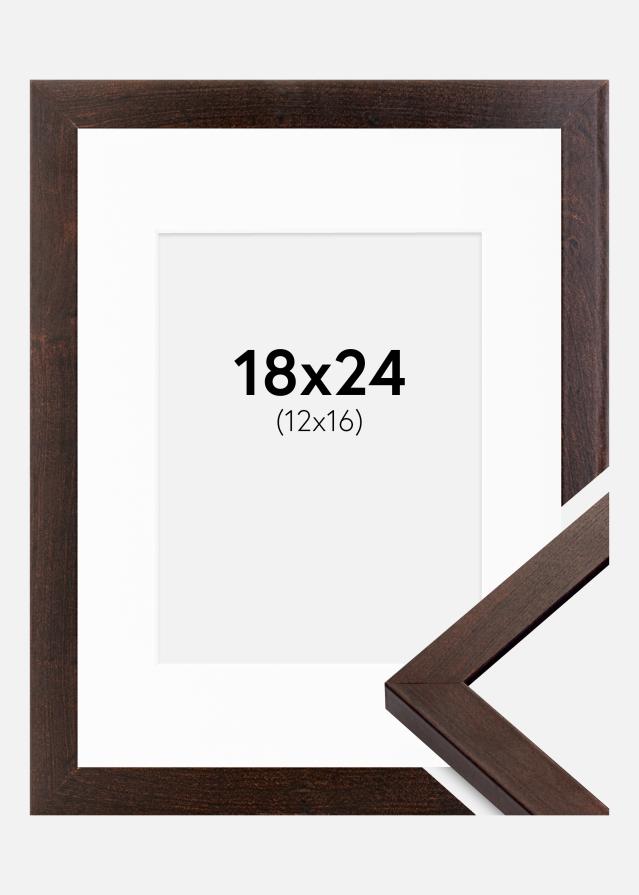 Ramme Selection Valnød 18x24 cm - Passepartout Hvid 13x17 cm
