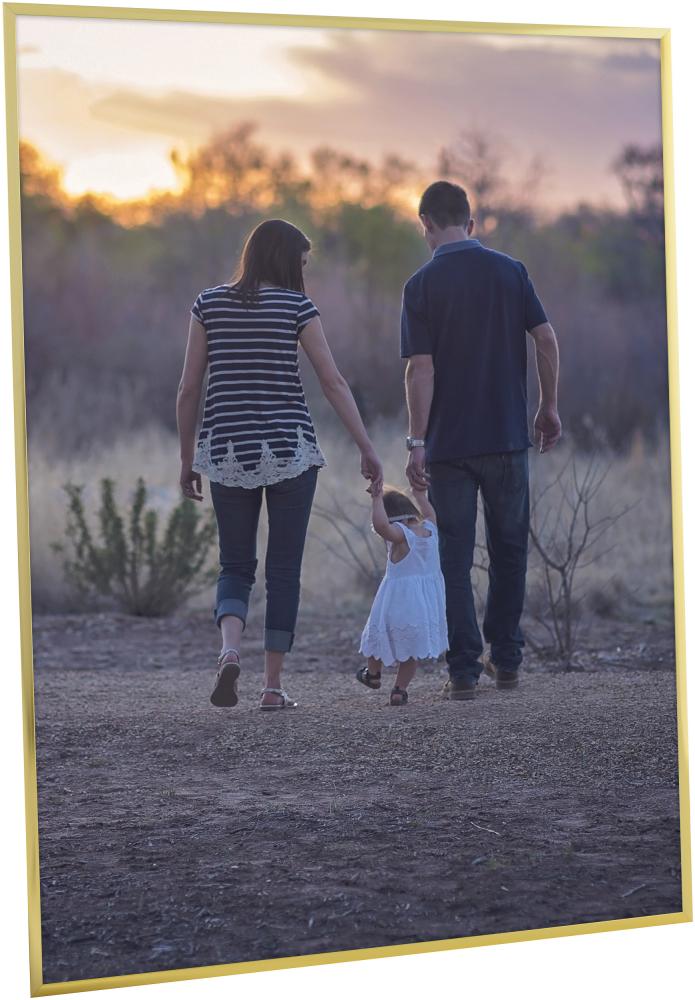 Ramme Poster Frame Aluminum Gold 70x100 cm - Passepartout Sort 62x85 cm