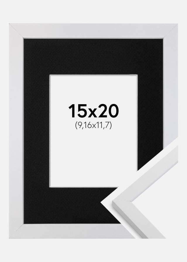 Ramme Trendy Hvid 15x20 cm - Passepartout Sort 4x5 inches