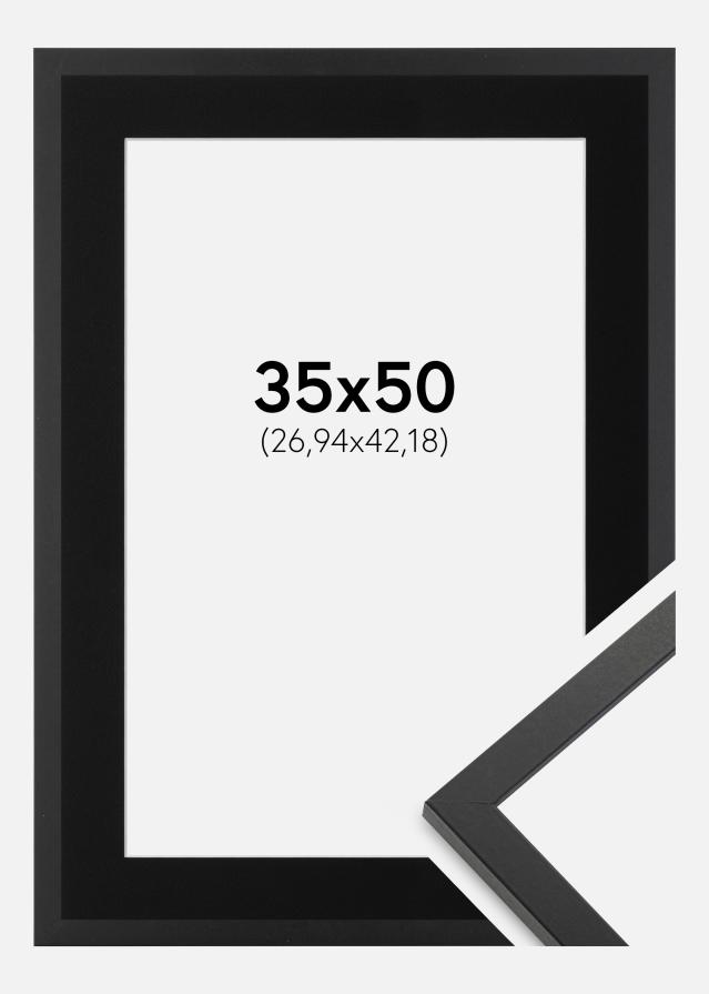 Ramme Trendy Sort 35x50 cm - Passepartout Sort 10x17 inches