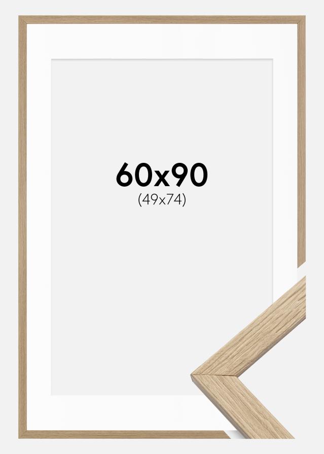 Ramme Stilren Eg 60x90 cm - Passepartout Hvid 50x75 cm
