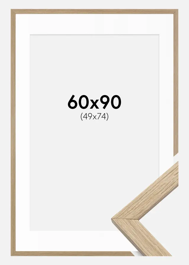 Ramme Stilren Eg 60x90 cm - Passepartout Hvid 50x75 cm