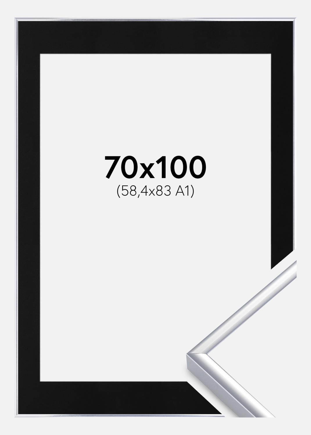 Product Image for Ramme Aluminium Blank Sølv 70x100 cm - Passepartout Sort 59,4x84 cm (A1)