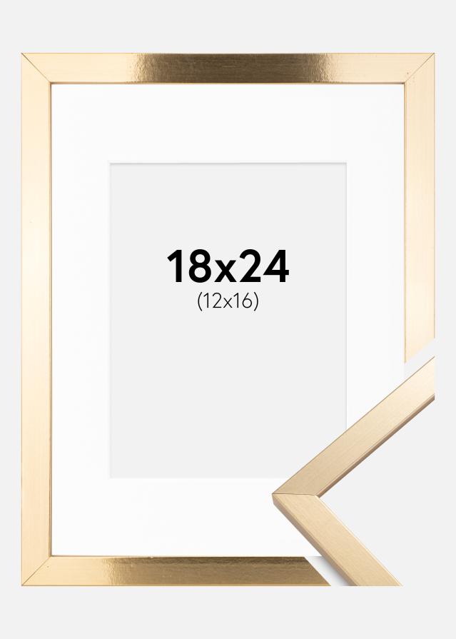 Ramme Trendy Guld 18x24 cm - Passepartout Hvid 13x17 cm