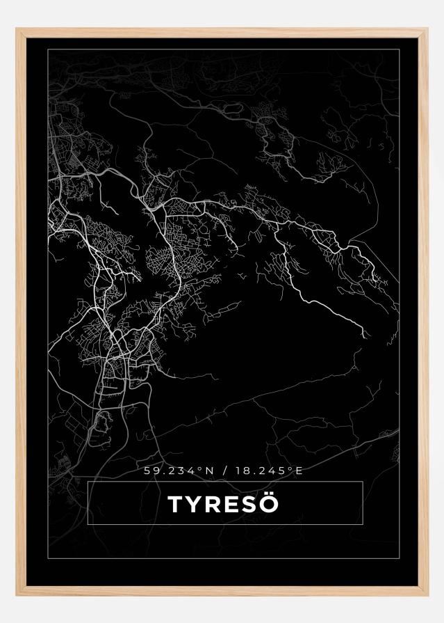 Kort - Tyresö - Sort Plakat