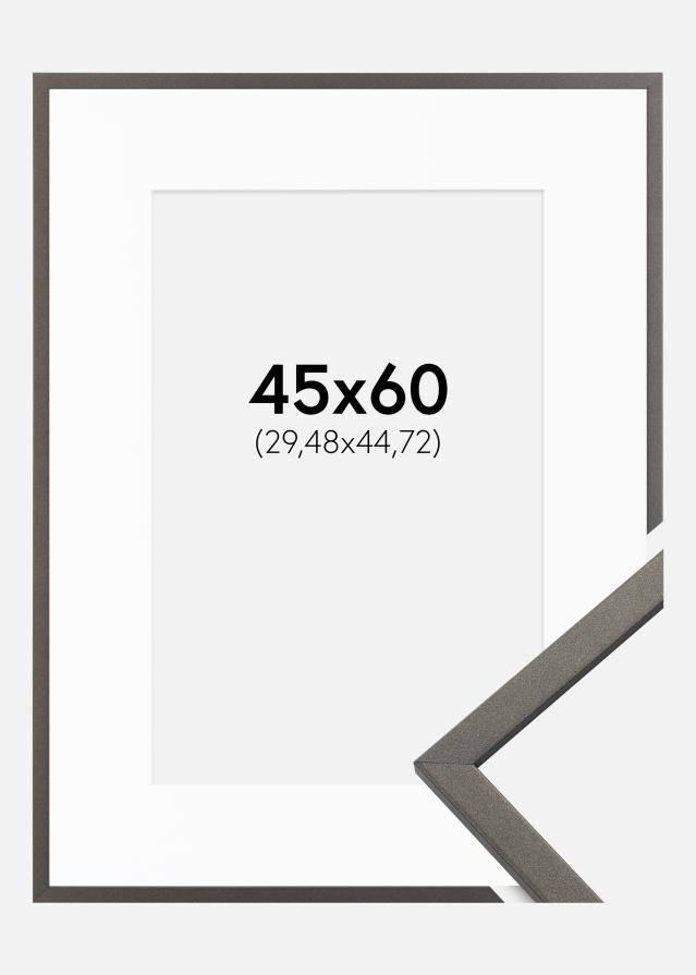 Ramme Edsbyn Grafit 45x60 cm - Passepartout Hvid 12x18 inches