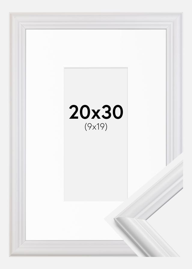 Ramme Siljan Hvid 20x30 cm - Passepartout Hvid 10x20 cm