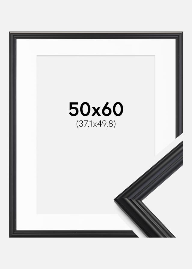 Ramme Siljan Sort 50x60 cm - Passepartout Hvid 15x20 inches
