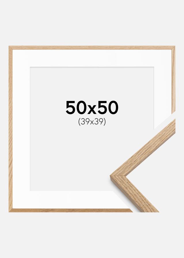 Ramme Oslo Eg 50x50 cm - Passepartout Hvid 40x40 cm