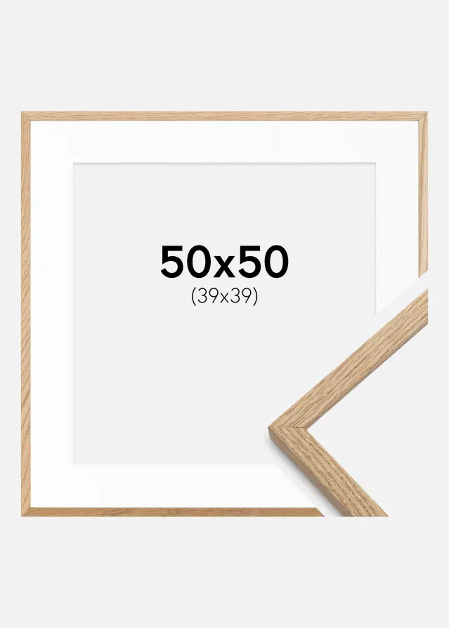 Ramme Oslo Eg 50x50 cm - Passepartout Hvid 40x40 cm