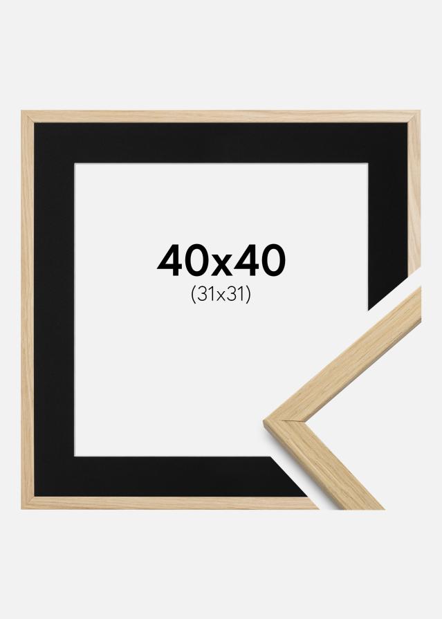 Ramme Edsbyn Eg 40x40 cm - Passepartout Sort 32x32 cm