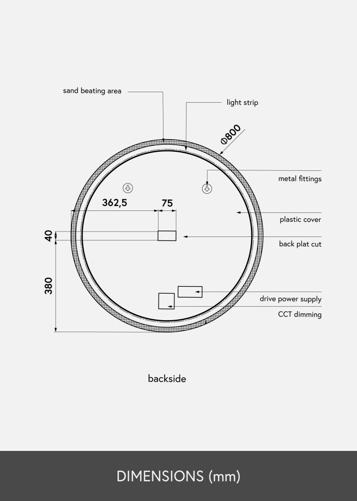 KAILA Spejl Frost LED 80 cm Ø