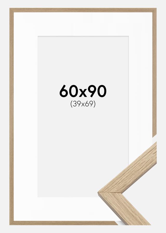 Ramme Stilren Eg 60x90 cm - Passepartout Hvid 40x70 cm
