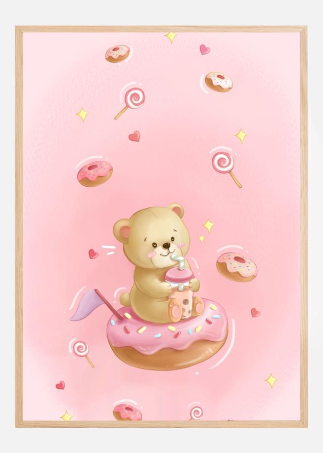 Teddy Bear and Donut cake Plakat