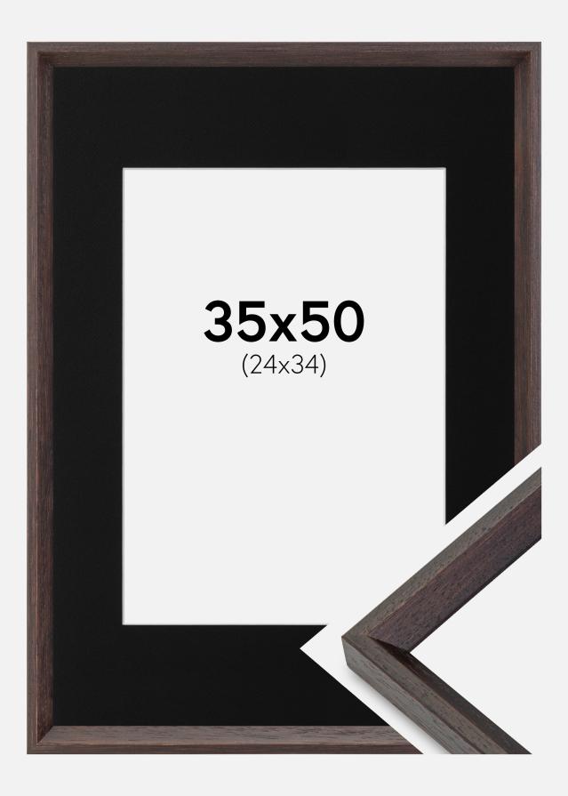 Ramme Globe Espresso 35x50 cm - Passepartout Sort 25x35 cm