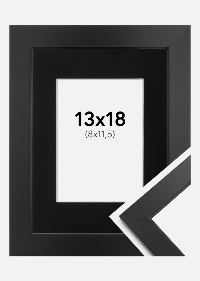 Ramme Black Wood 13x18 cm - Passepartout Sort 9x12 cm